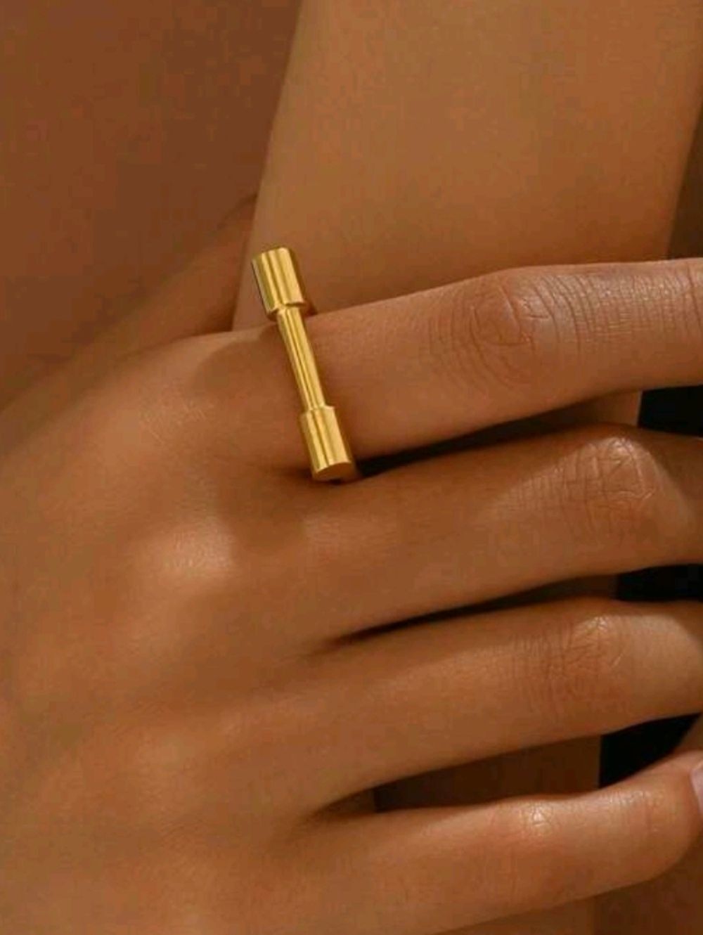 Gold Stainless Steel Horseshoe Ring